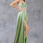 Strapless Satin Leg Slit Sheath Party Dress by Cinderella Couture USA AS8214J