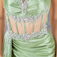 Strapless Satin Leg Slit Sheath Party Dress by Cinderella Couture USA AS8214J
