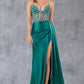 Beaded Illusion V-Neckline Sheath Party Dress by Cinderella Couture USA AS8219J