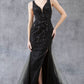 Plunging Neckline Leg Slit Mermaid Party Dress by Cinderella Couture USA AS8241J