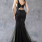 Plunging Neckline Leg Slit Mermaid Party Dress by Cinderella Couture USA AS8241J