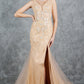Plunging Neckline Leg Slit Mermaid Party Dress by Cinderella Couture USA AS8241J