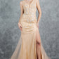 Plunging Neckline Leg Slit Mermaid Party Dress by Cinderella Couture USA AS8241J