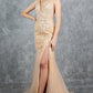 Plunging Neckline Leg Slit Mermaid Party Dress by Cinderella Couture USA AS8241J