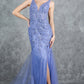 Plunging Neckline Leg Slit Mermaid Party Dress by Cinderella Couture USA AS8241J
