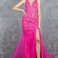 Plunging Neckline Leg Slit Mermaid Party Dress by Cinderella Couture USA AS8241J