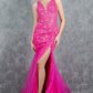 Plunging Neckline Leg Slit Mermaid Party Dress by Cinderella Couture USA AS8241J
