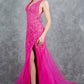 Plunging Neckline Leg Slit Mermaid Party Dress by Cinderella Couture USA AS8241J
