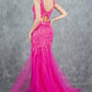 Plunging Neckline Leg Slit Mermaid Party Dress by Cinderella Couture USA AS8241J