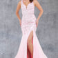 Plunging Neckline Leg Slit Mermaid Party Dress by Cinderella Couture USA AS8241J