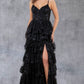 Sequin A-Line Leg Slit Party Dress by Cinderella Couture USA AS8248J