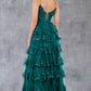 Sequin A-Line Leg Slit Party Dress by Cinderella Couture USA AS8248J