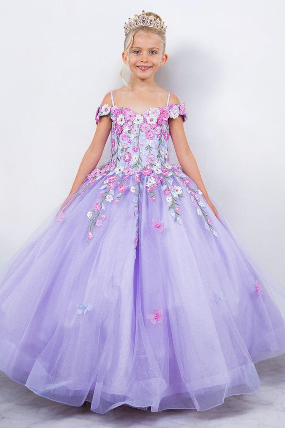 Lace Off Shoulder A-Line Girl Communion Dress by Cinderella Couture USA AS8260