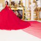 Broach Off Shoulder Cape Quinceanera Dress by Cinderella Couture USA AS8270J