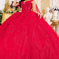 Broach Off Shoulder Cape Quinceanera Dress by Cinderella Couture USA AS8270J