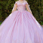Broach Off Shoulder Cape Quinceanera Dress by Cinderella Couture USA AS8270J