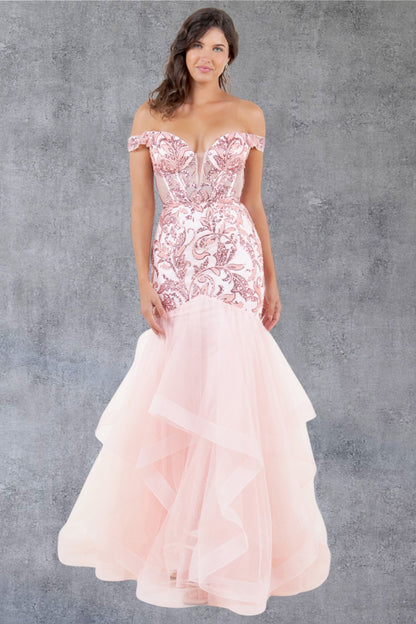 Off Shoulder Mermaid Party Dress by Cinderella Couture USA AS8274J