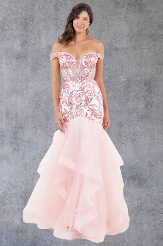 Off Shoulder Mermaid Party Dress by Cinderella Couture USA AS8274J