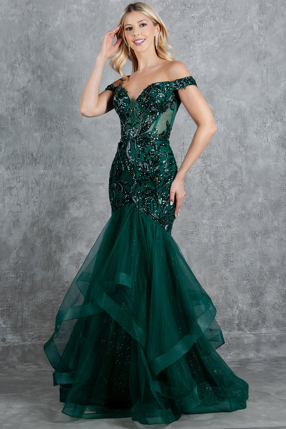 Off Shoulder Mermaid Party Dress by Cinderella Couture USA AS8274J