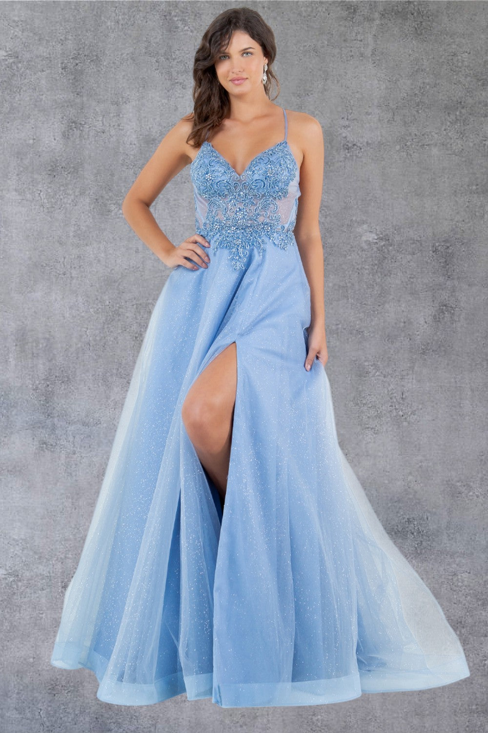 Glitter Beadwork A-Line Party Dress by Cinderella Couture USA AS8275J