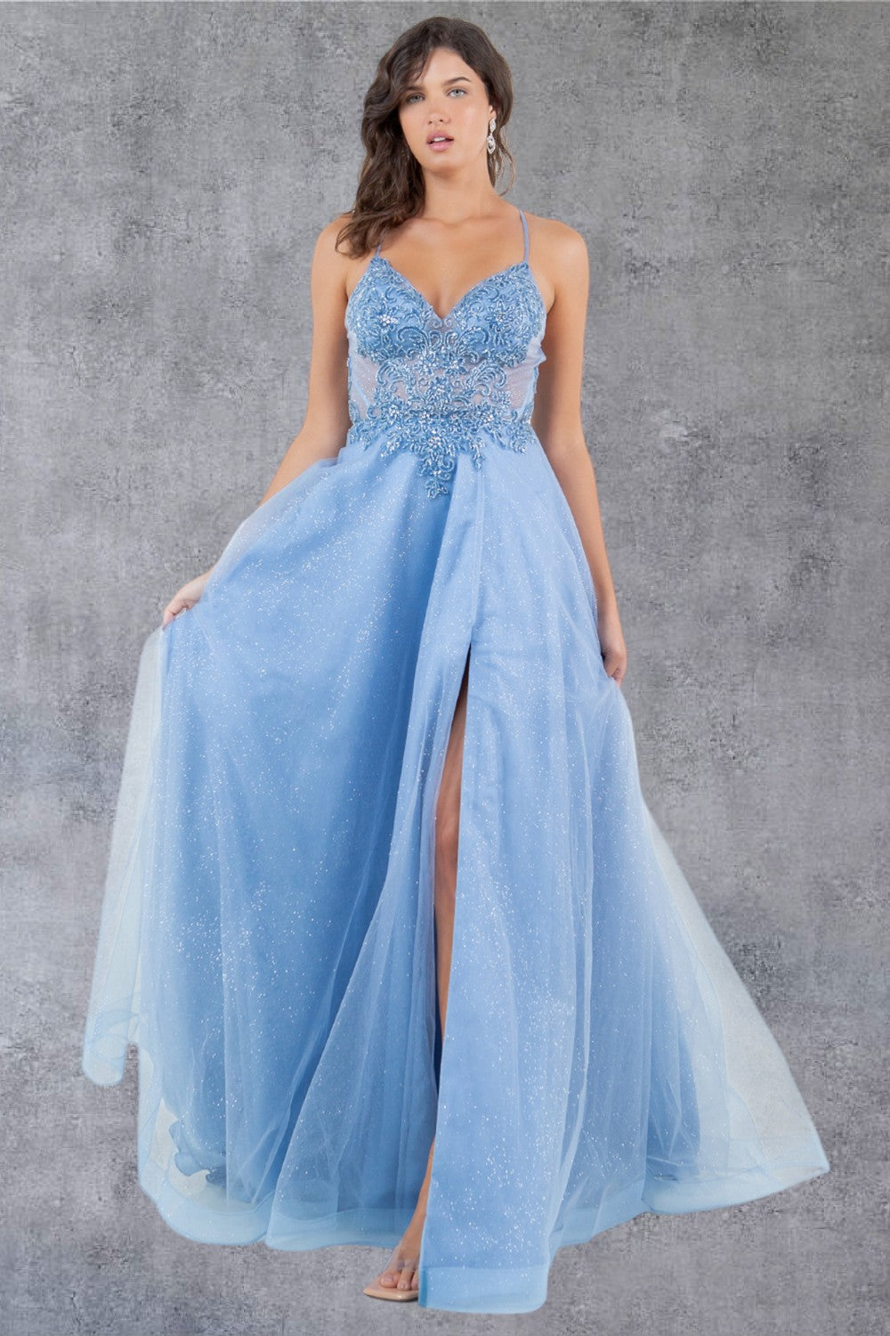 Glitter Beadwork A-Line Party Dress by Cinderella Couture USA AS8275J
