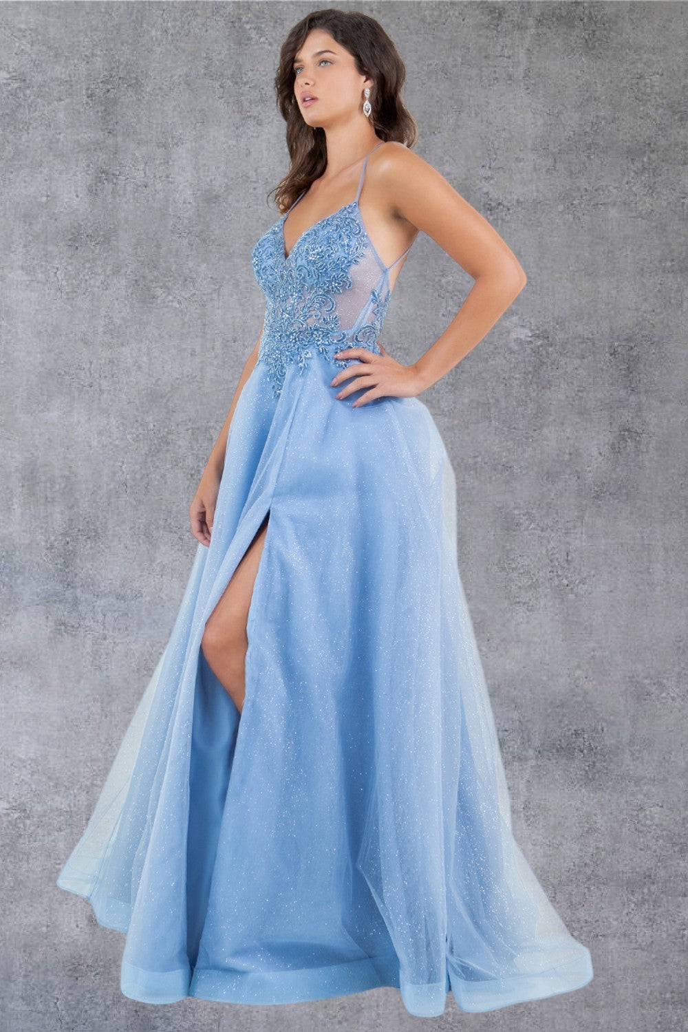 Glitter Beadwork A-Line Party Dress by Cinderella Couture USA AS8275J