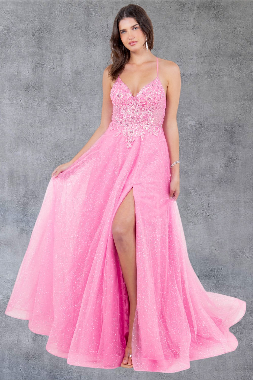 Glitter Beadwork A-Line Party Dress by Cinderella Couture USA AS8275J