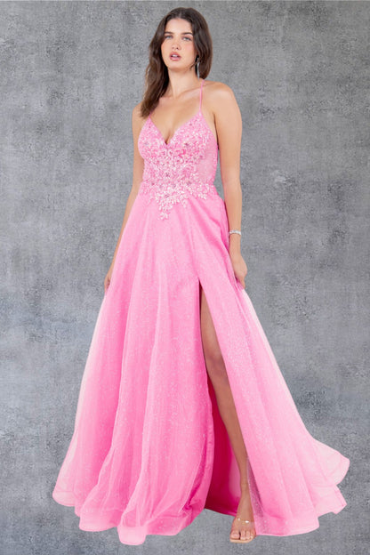 Glitter Beadwork A-Line Party Dress by Cinderella Couture USA AS8275J