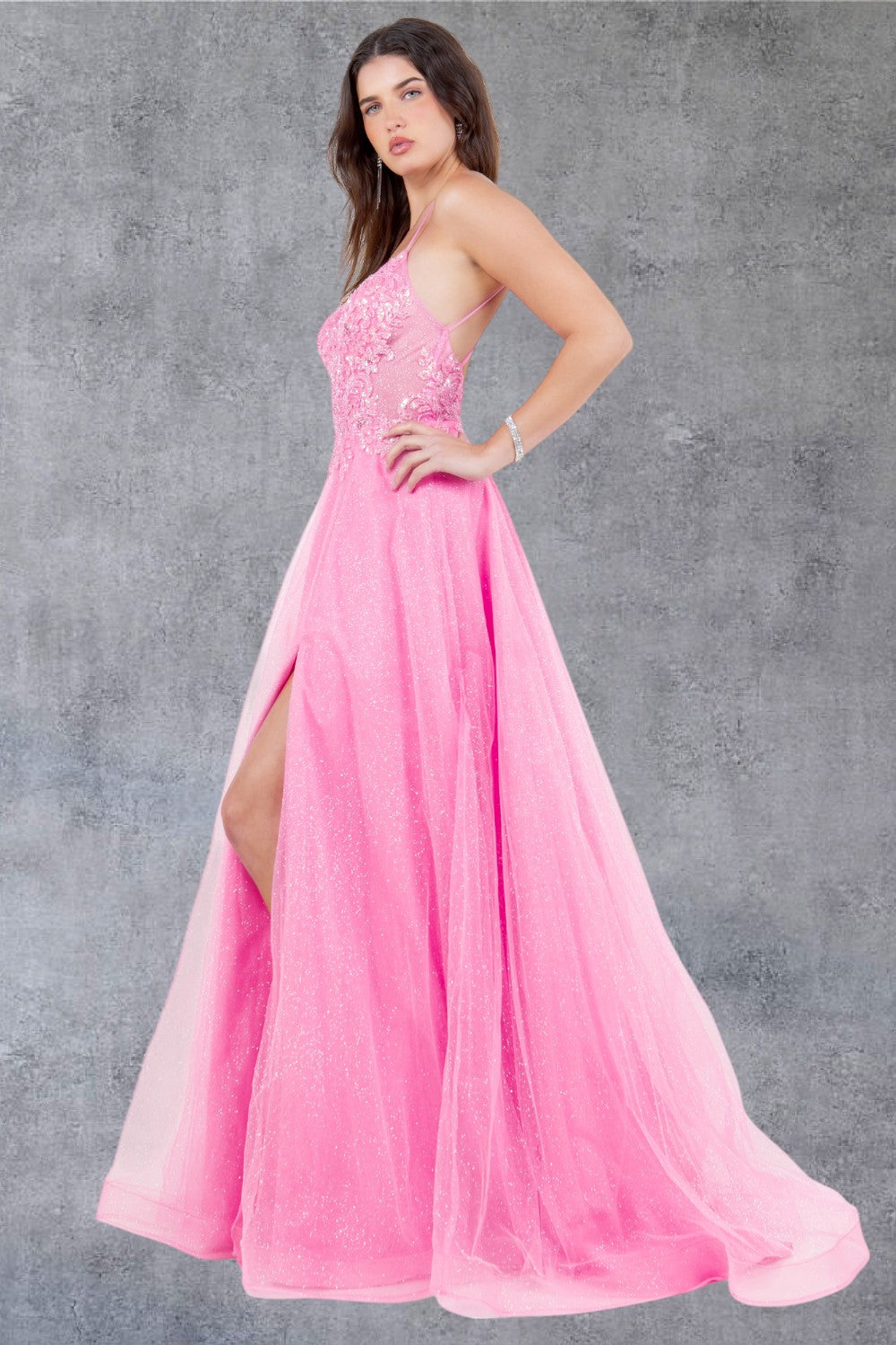 Glitter Beadwork A-Line Party Dress by Cinderella Couture USA AS8275J