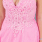 Open Back V-Neckline A-Line Party Dress by Cinderella Couture USA AS8275J