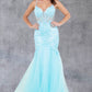 Embroidery Plunging Neckline Mermaid Party Dress by Cinderella Couture USA AS8276J