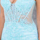 Embroidery Plunging Neckline Mermaid Party Dress by Cinderella Couture USA AS8276J