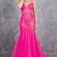 Embroidery Plunging Neckline Mermaid Party Dress by Cinderella Couture USA AS8276J