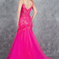 Embroidery Plunging Neckline Mermaid Party Dress by Cinderella Couture USA AS8276J