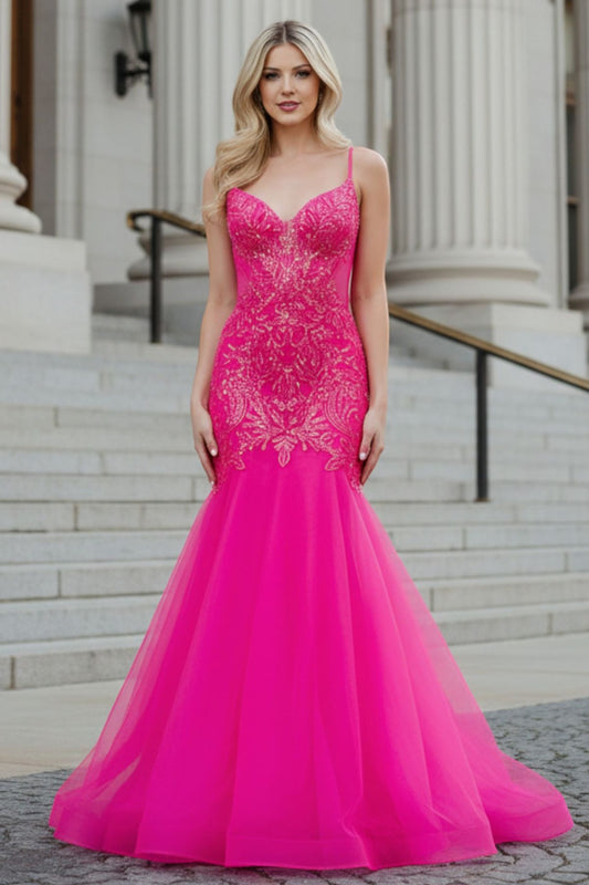 Corset Plunging Neckline Mermaid Party Dress by Cinderella Couture USA AS8276J