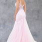 Embroidery Plunging Neckline Mermaid Party Dress by Cinderella Couture USA AS8276J