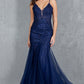 Embroidery V-Neckline Mermaid Party Dress by Cinderella Couture USA AS8178J