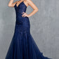 Embroidery V-Neckline Mermaid Party Dress by Cinderella Couture USA AS8178J