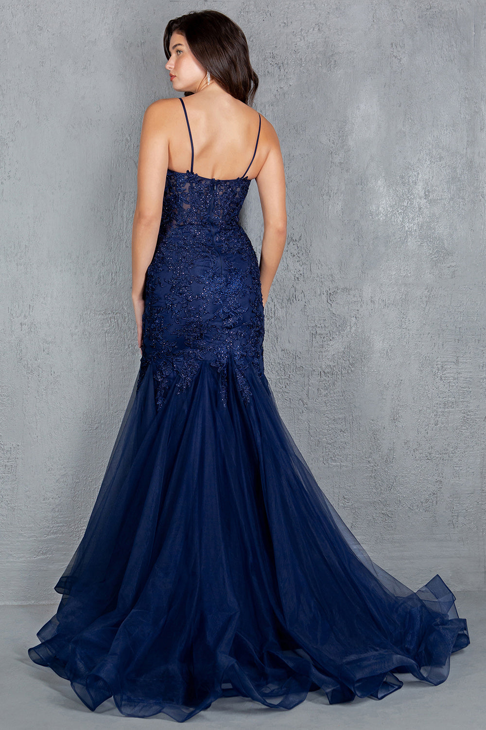 Embroidery V-Neckline Mermaid Party Dress by Cinderella Couture USA AS8178J