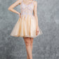 Sequin Plunging V-Neckline Short Party Dress by Cinderella Couture USA AS8305J