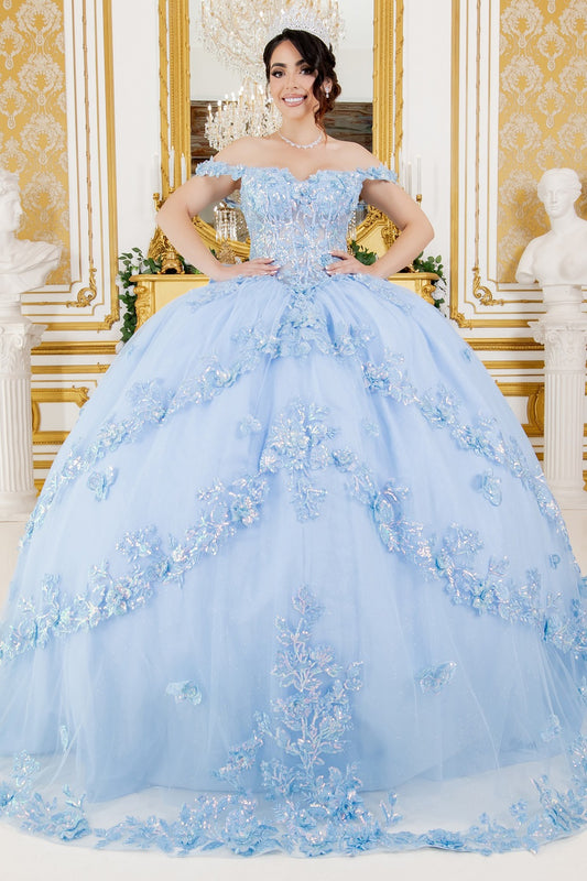 Two Tone with Tail Quinceanera Dress by Cinderella Couture USA AS8310J