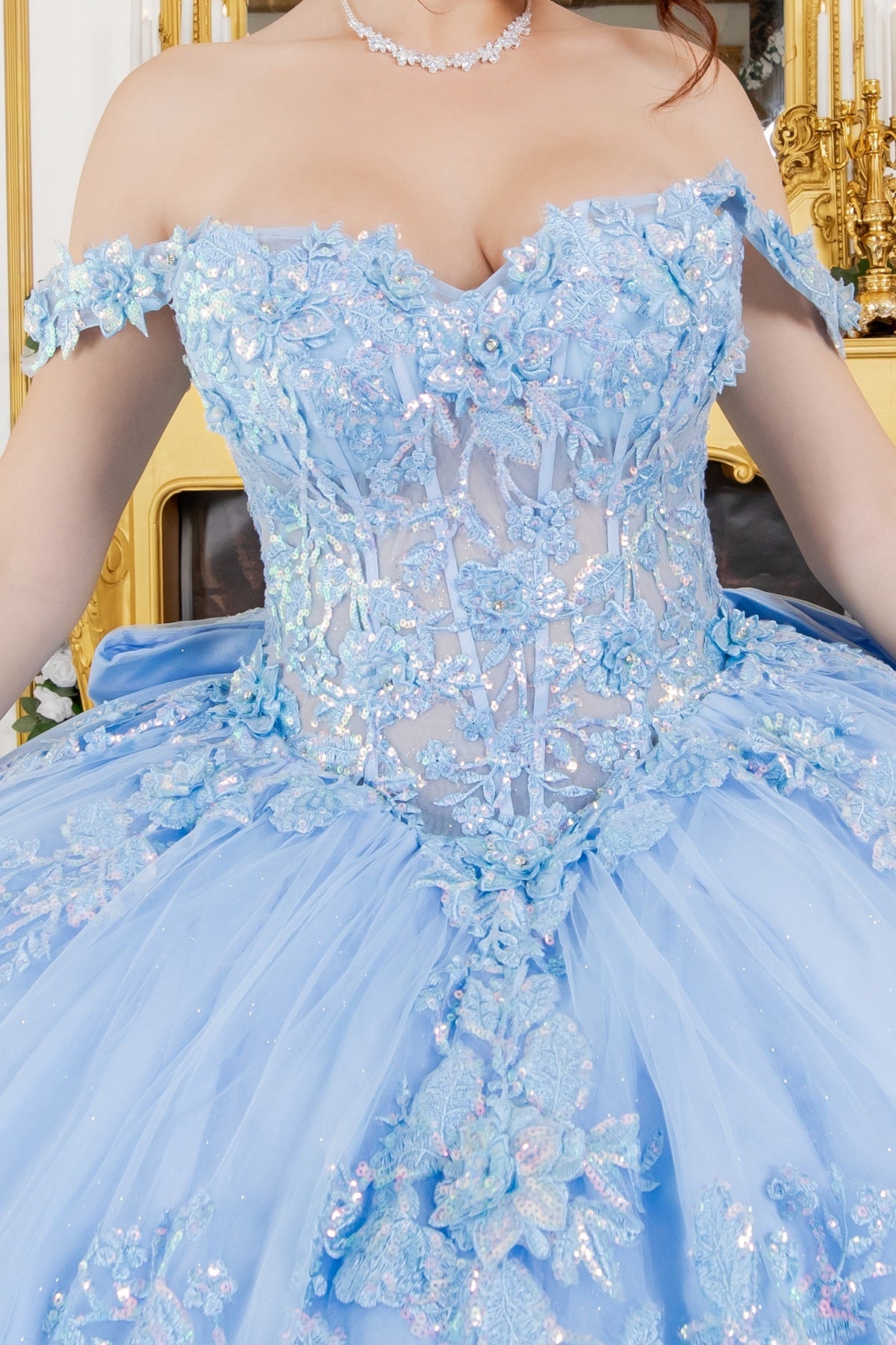 Two Tone with Tail Quinceanera Dress by Cinderella Couture USA AS8310J Blue / 12/XL Two Tone with Tail Quinceanera Dress by Cinderella Couture USA AS8310J Blue / 12/XL