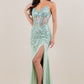 Spaghetti Straps High Side Slit Dress by Cinderella Couture USA AS8329J