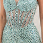 Spaghetti Straps High Side Slit Dress by Cinderella Couture USA AS8329J