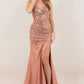 Spaghetti Straps High Side Slit Dress by Cinderella Couture USA AS8329J