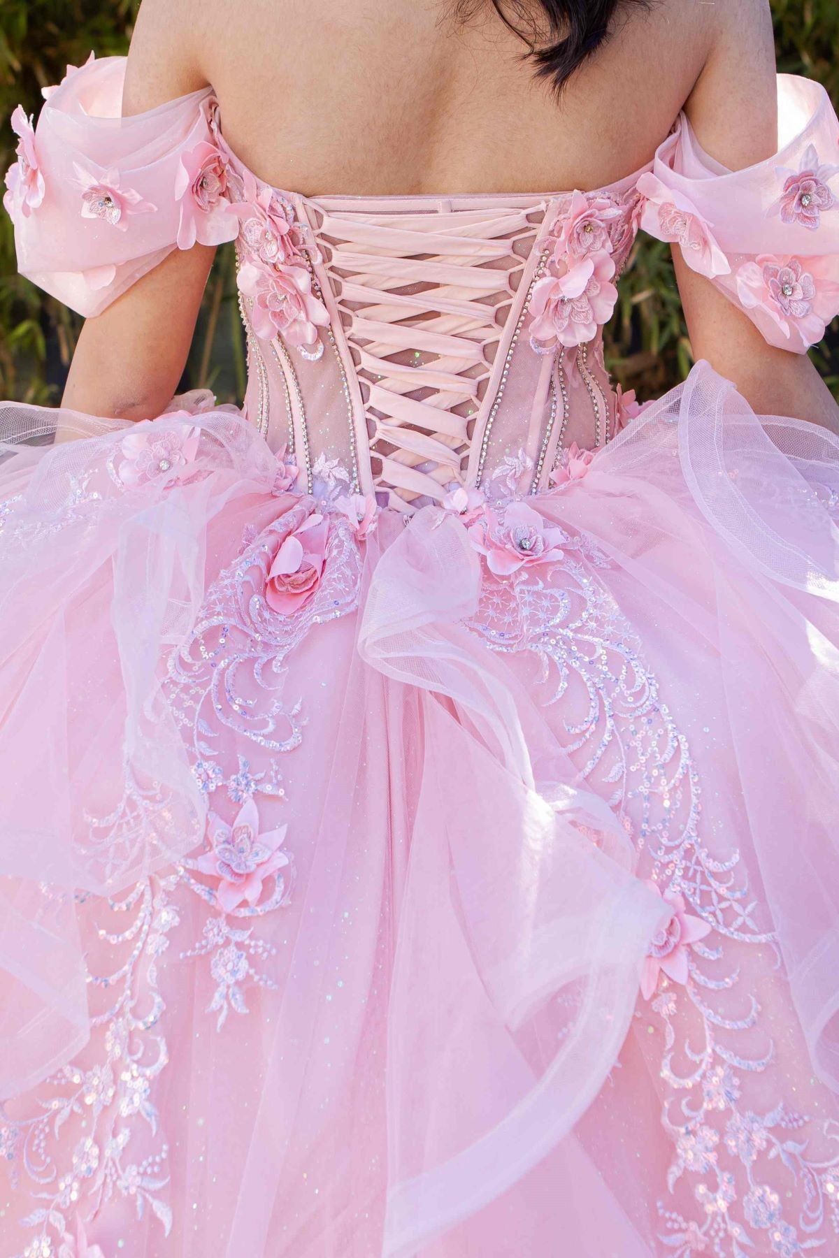 Super Long Off Shoulder Quinceanera Dress by Cinderella Couture USA AS8330J