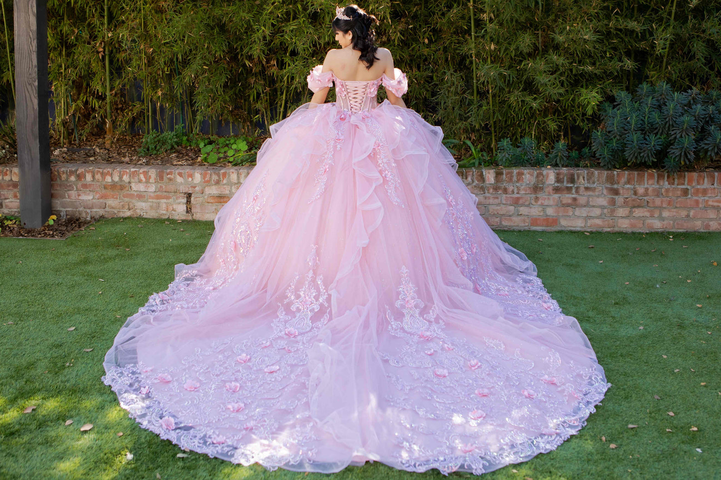 Super Long Off Shoulder Quinceanera Dress by Cinderella Couture USA AS8330J