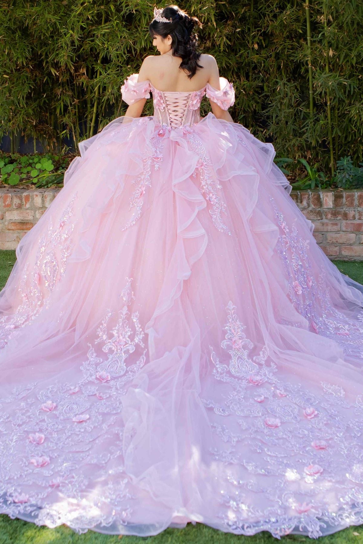 Super Long Off Shoulder Quinceanera Dress by Cinderella Couture USA AS8330J