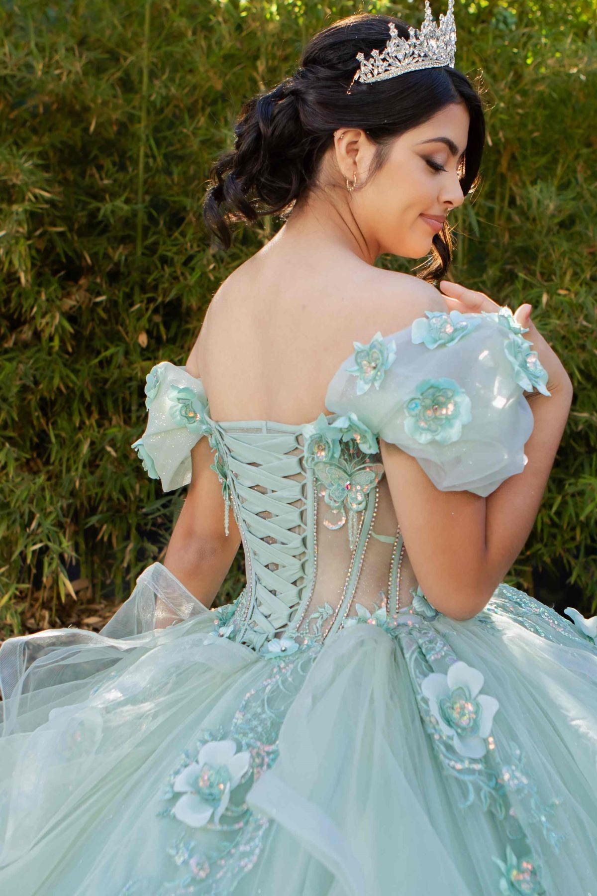Super Long Off Shoulder Quinceanera Dress by Cinderella Couture USA AS8330J