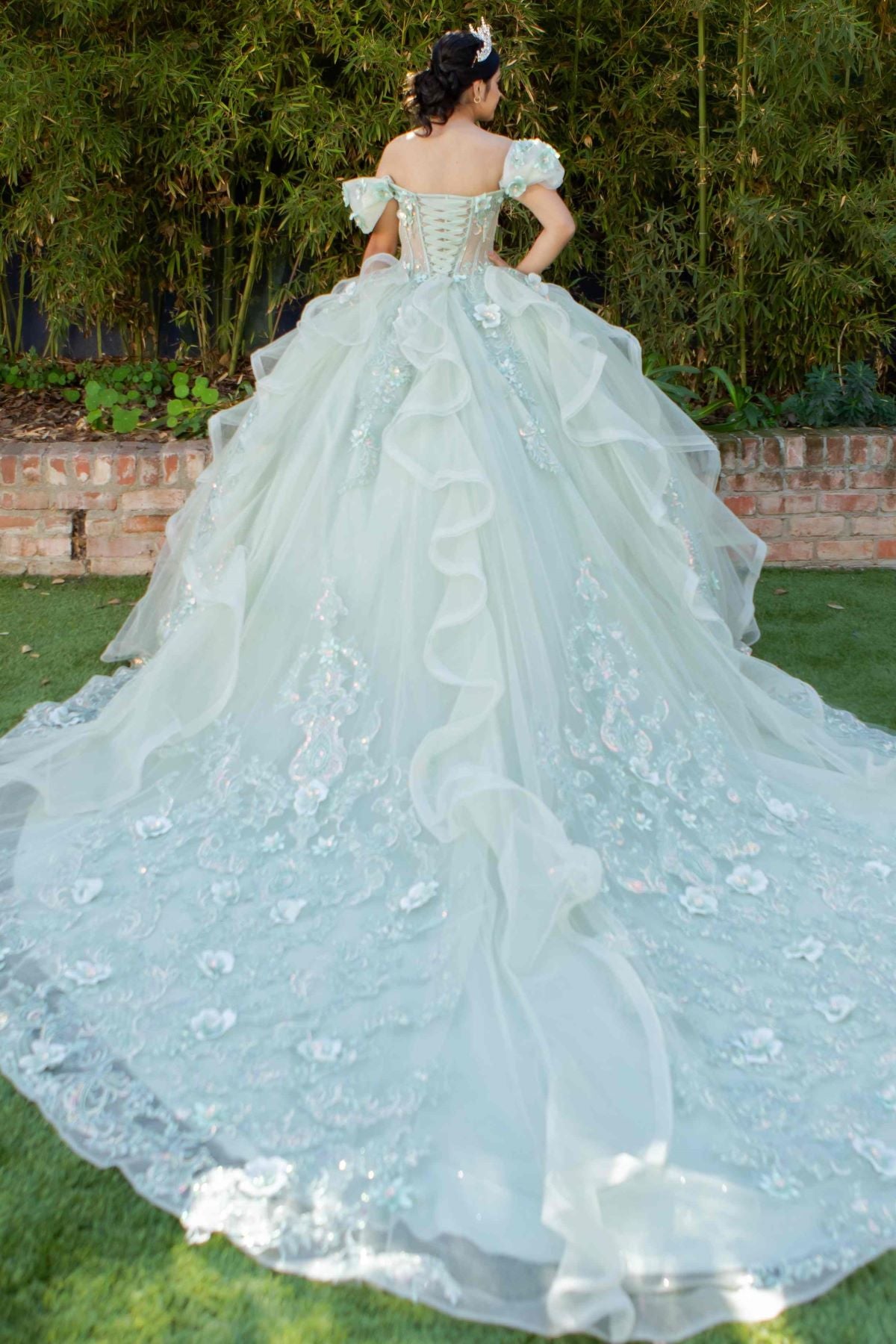 Super Long Off Shoulder Quinceanera Dress by Cinderella Couture USA AS8330J